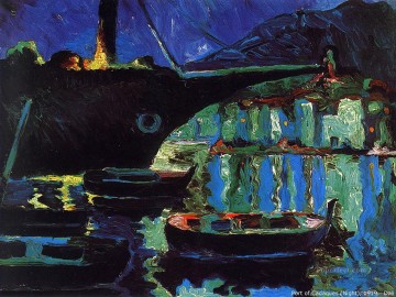 抽象的かつ装飾的 Painting - カダケス港の夜のシュルレアリスム